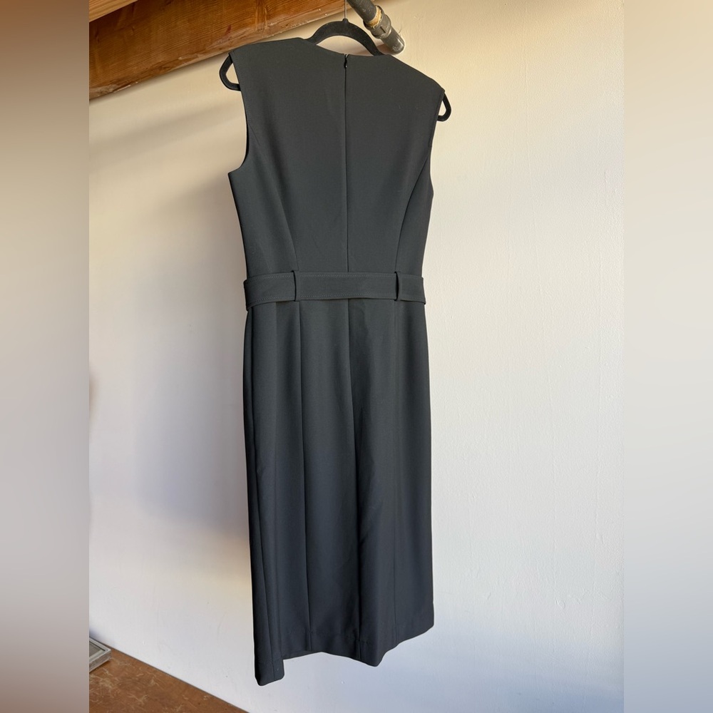 NWT Hugo Boss Women's "Dadorina" Black V-Neck Belted Sleeveless Pencil Dress 8 - Picture 2 of 5